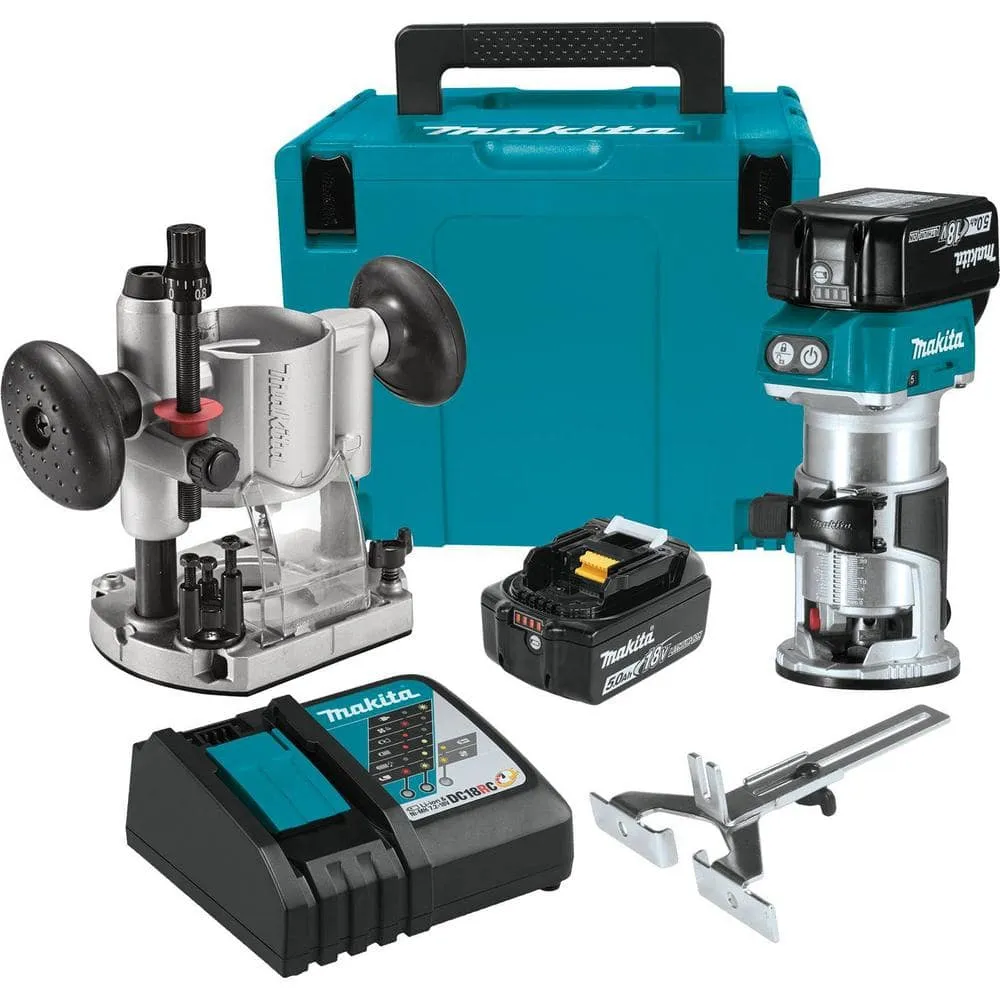Makita 5.0 Ah 18V LXT Lithium-Ion Brushless Cordless Compact Router Kit XTR01T7