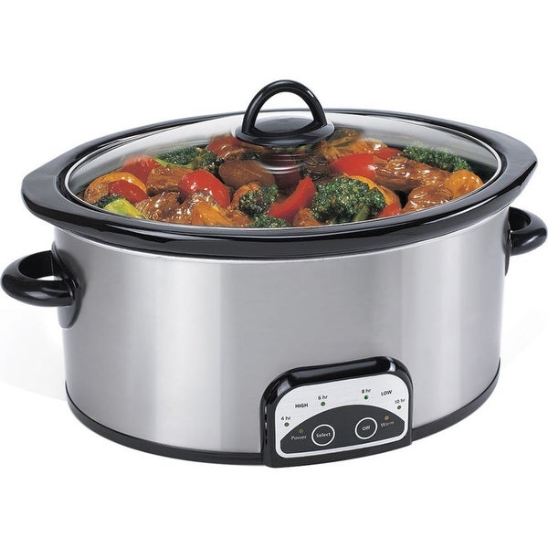 Smart Pot 6 Quart Slow Cooker， Brushed Stainless Steel - - 37688174