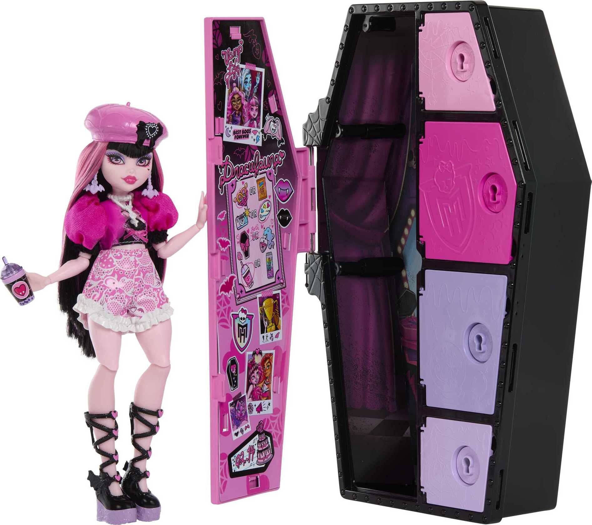 Monster High Doll and Fashion Set, Draculaura with Dress-Up Locker