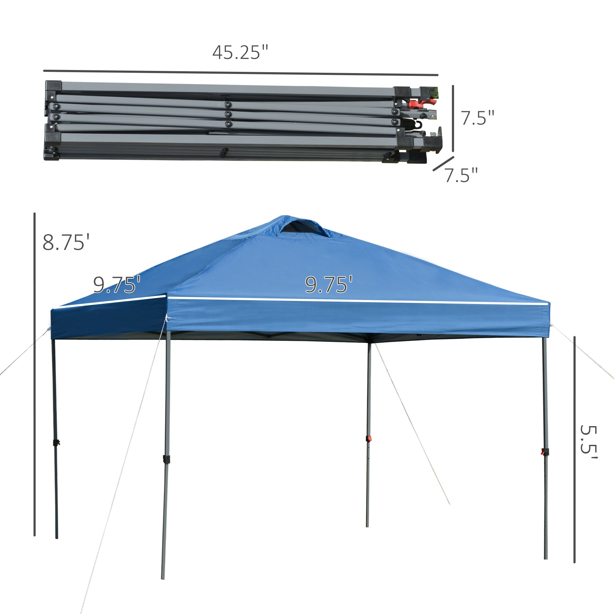 Outsunny 10' x 10' Outdoor Pop-Up Party Tent Canopy with Airy Top Vent, Blue