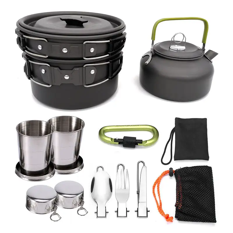 Wholesale 2 3 Person Camping Cookset Outdoor Picnic Mess Set Camping Cookware
