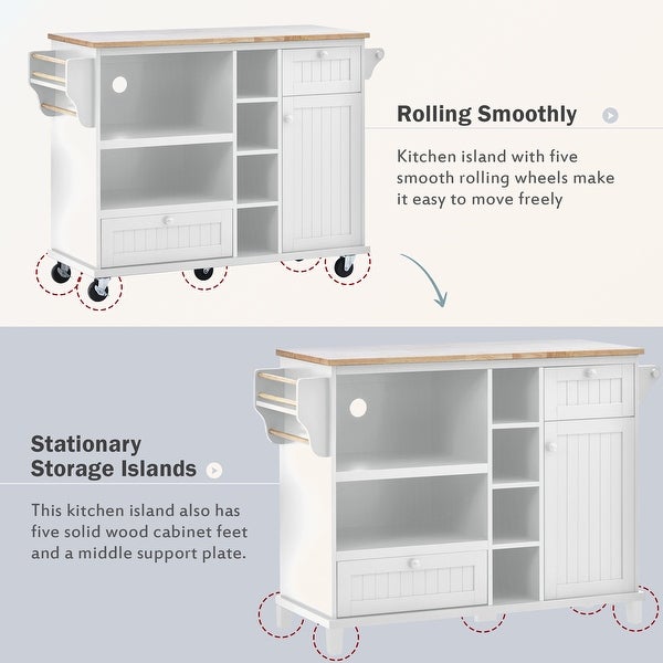 Kitchen Island Cart with Storage Cabinet and Two Locking Wheel - - 36899094