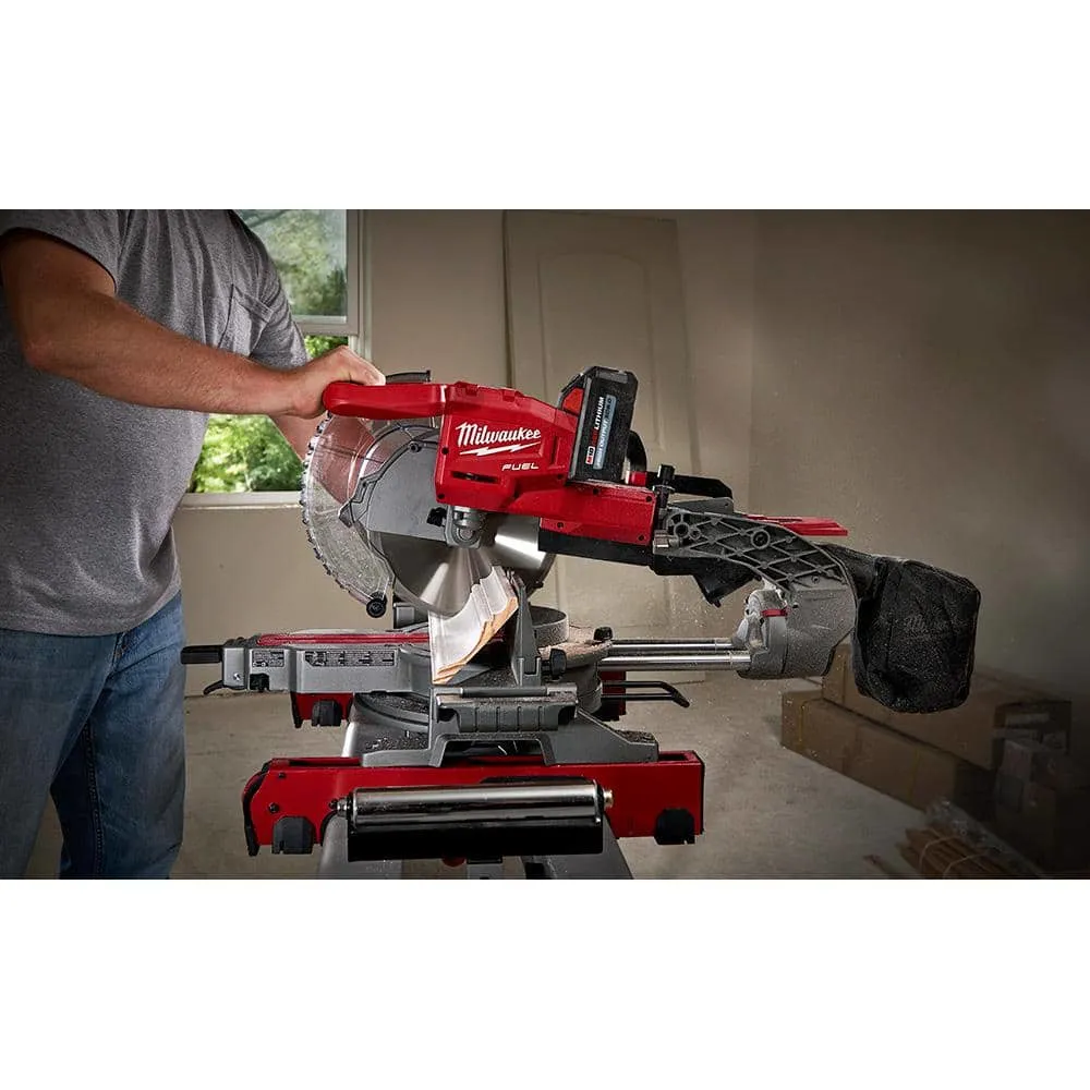 Milwaukee M18 FUEL 18V 10 in. Lithium-Ion Brushless Cordless Dual Bevel Sliding Compound Miter Saw Kit w/(2) 8.0 Ah Batteries 2734-21-48-11-1880