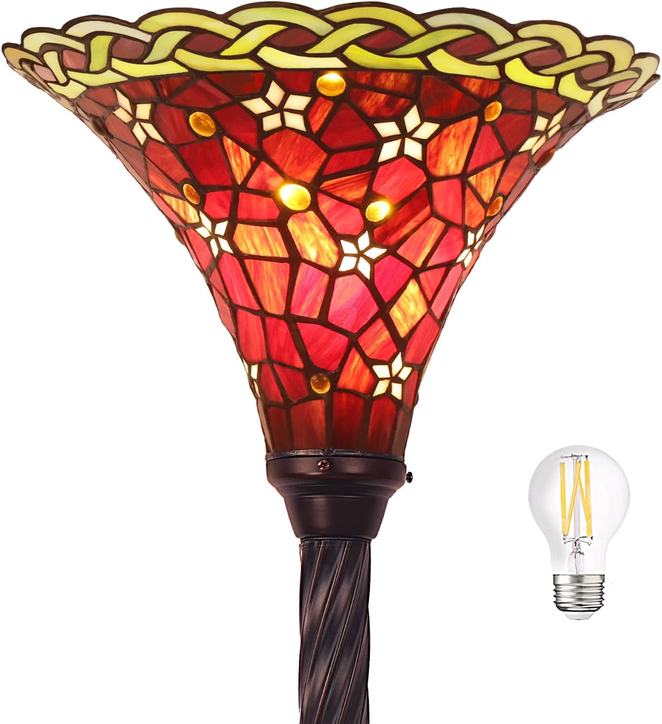 SHADY  Lamp Dragonfly Stained Glass Floor Reading Lamp 61\u2019\u2019 Tall Lampshade 1 PCS LED Bulb(2700K E26) Included Christmas Gift