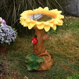 Luxen Home Polyresin Sunflower Bird Bath WHF816