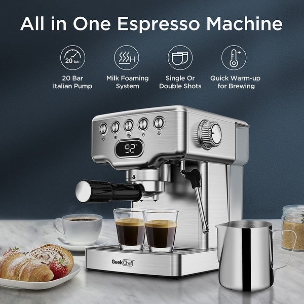 Espresso Machine， 20-Bar Pump Coffee Maker with 1.8L Water Tank - - 36558506