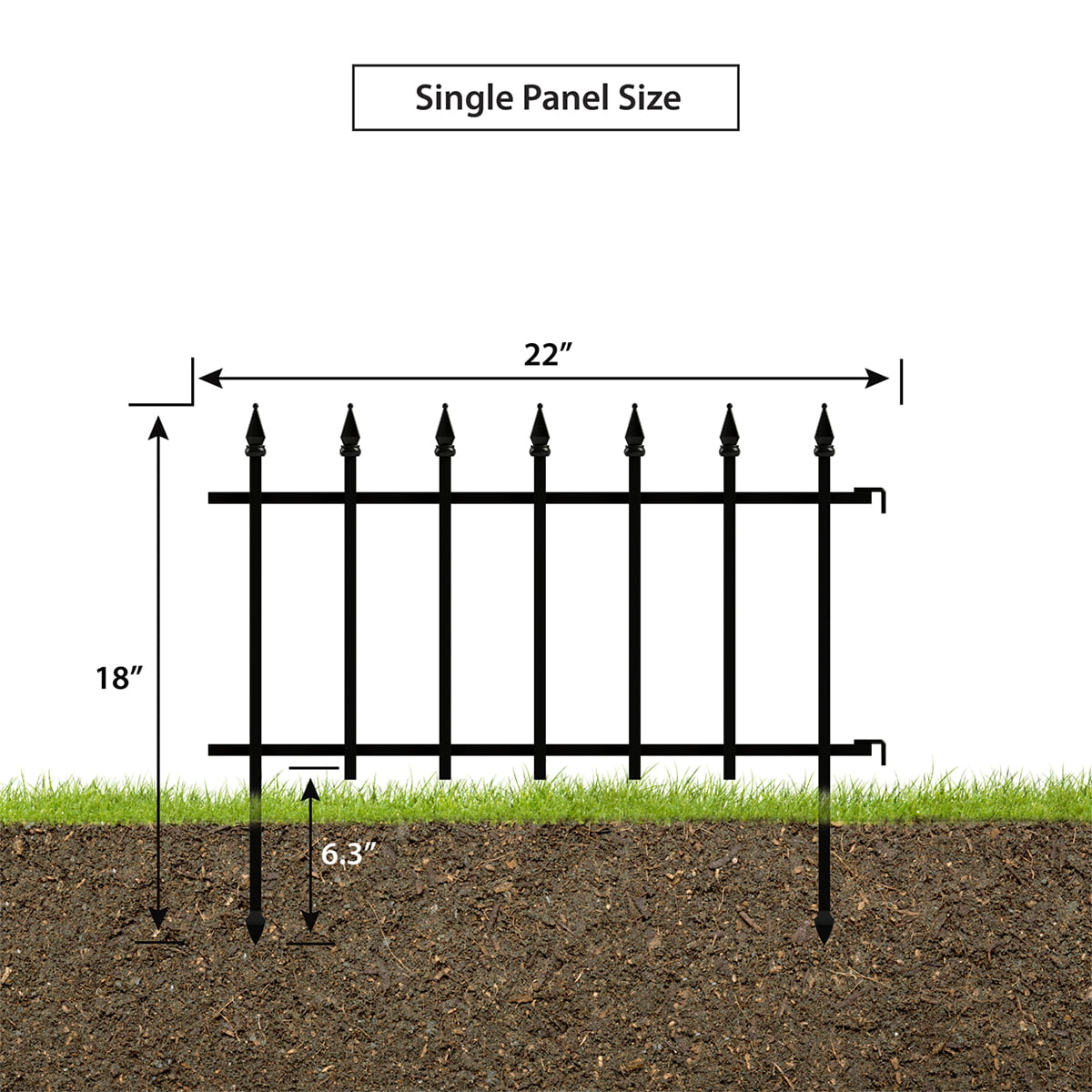 Expert Gardener Empire Black Powder Coated Steel Garden Border 22.5 inches W x 18 inches H