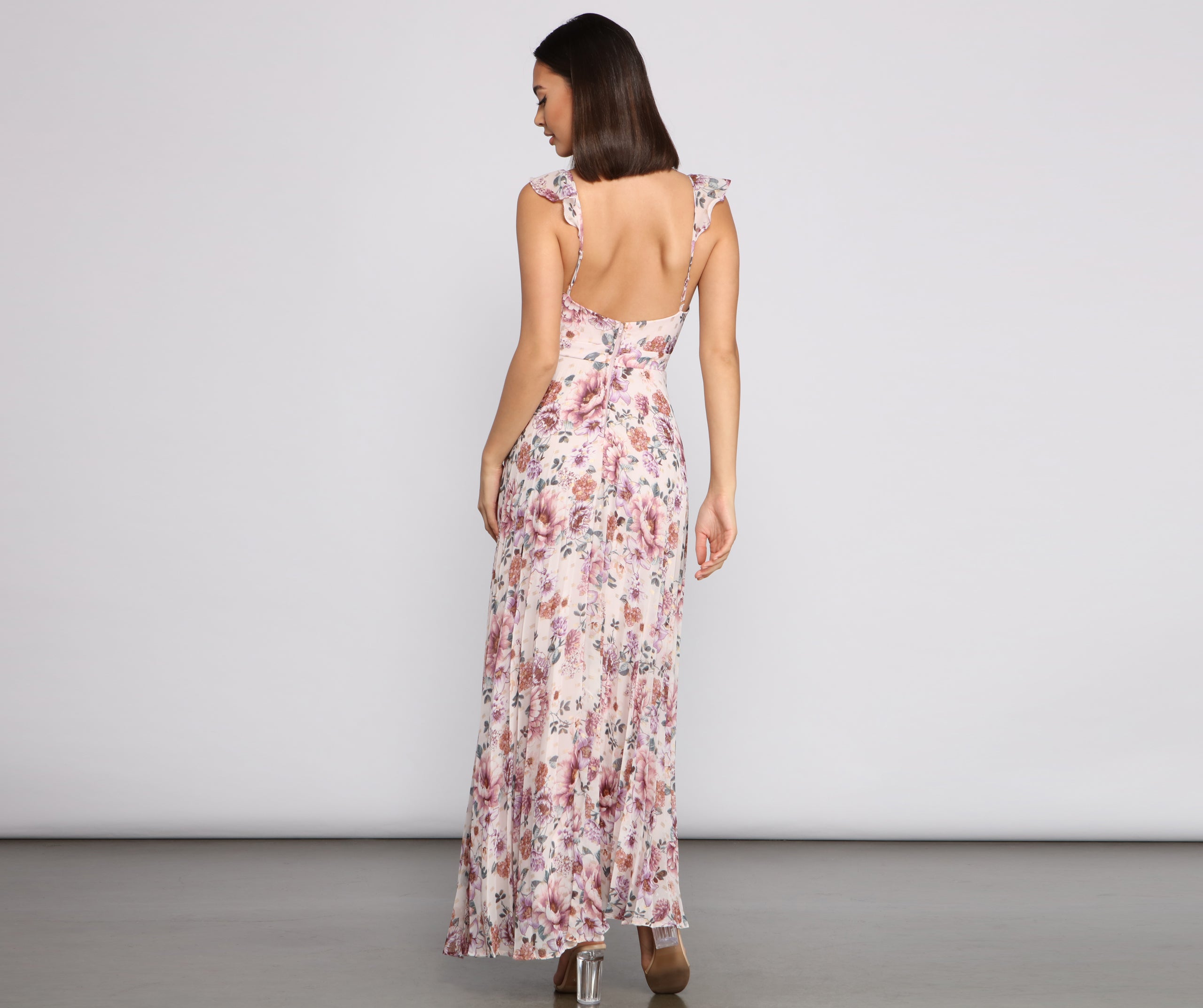 Ava Formal Floral Pleated Dress