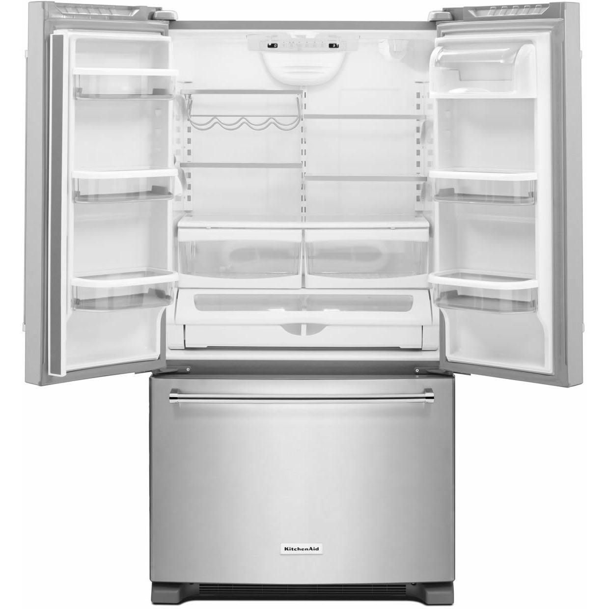 KitchenAid 36-inch, 20 cu. ft. French 3-Door Refrigerator with Interior Water Dispenser KRFC300ESS