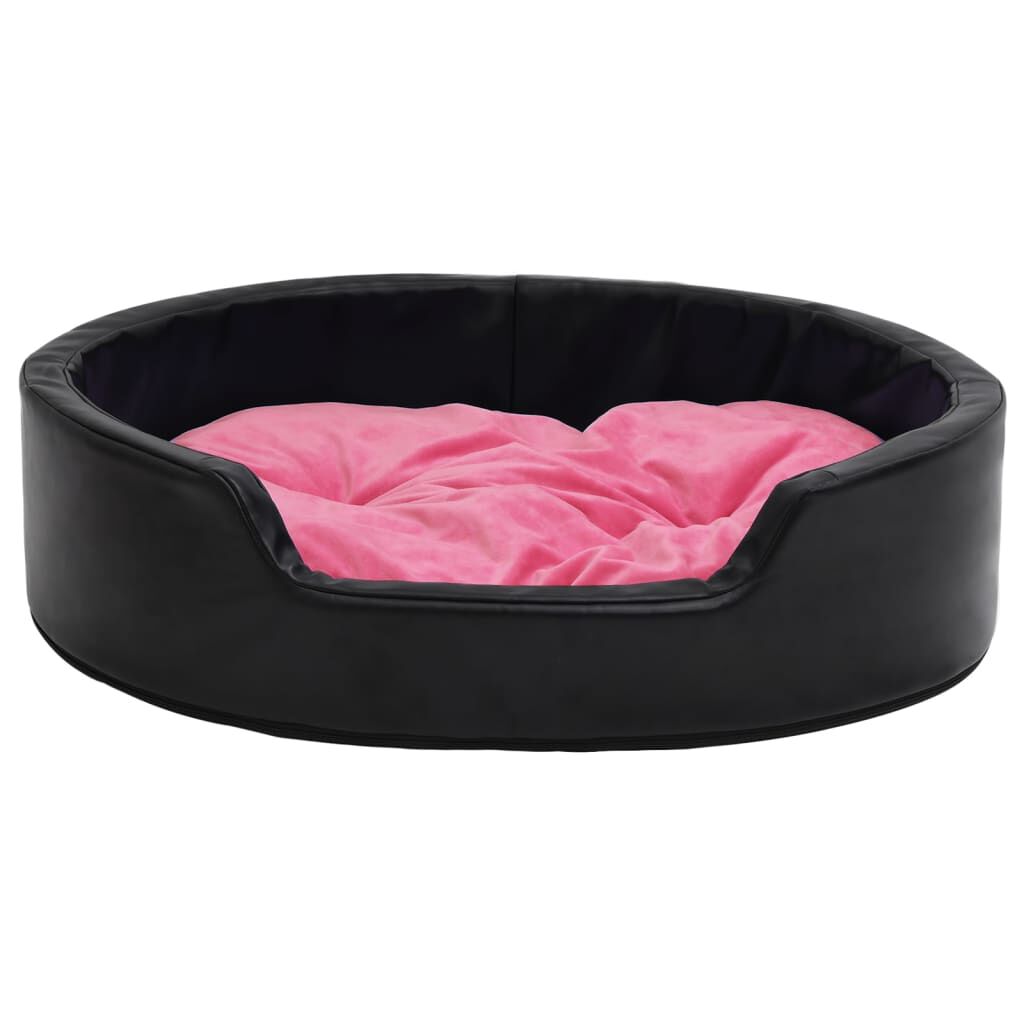 vidaXL Dog Bed Black and Pink 69x59x19 cm Plush and Faux Leather