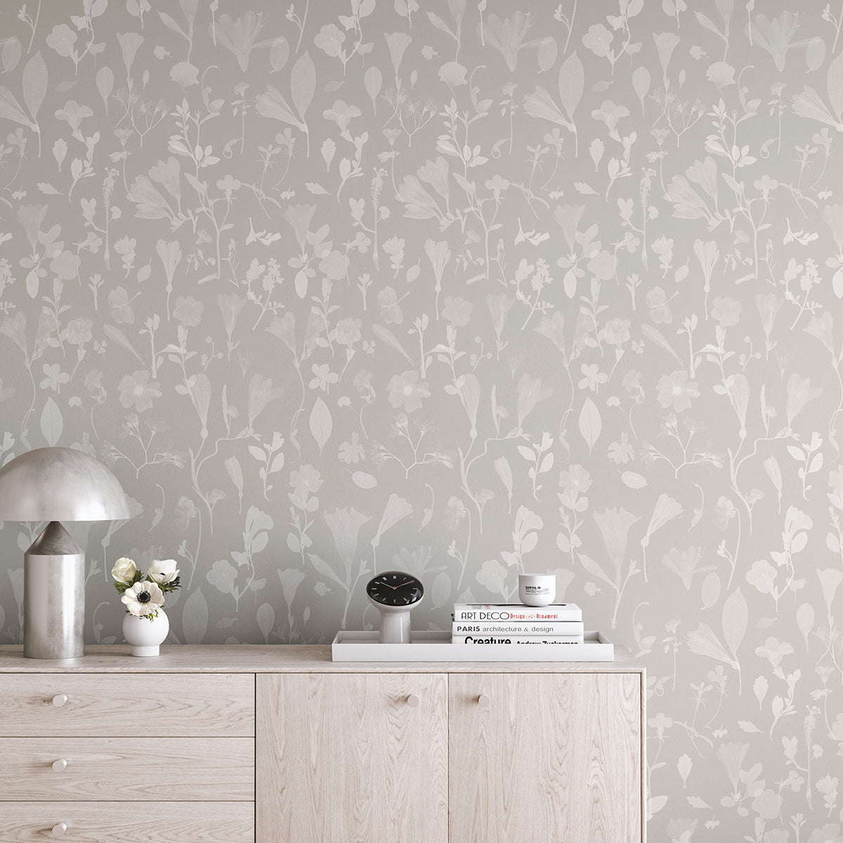 Botanic Bloom© Wallpaper in Grey