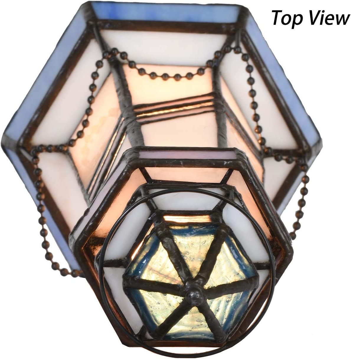 SHADY L10776 Lighthouse  Style Stained Glass Table Lamp  10.7 inches Tall