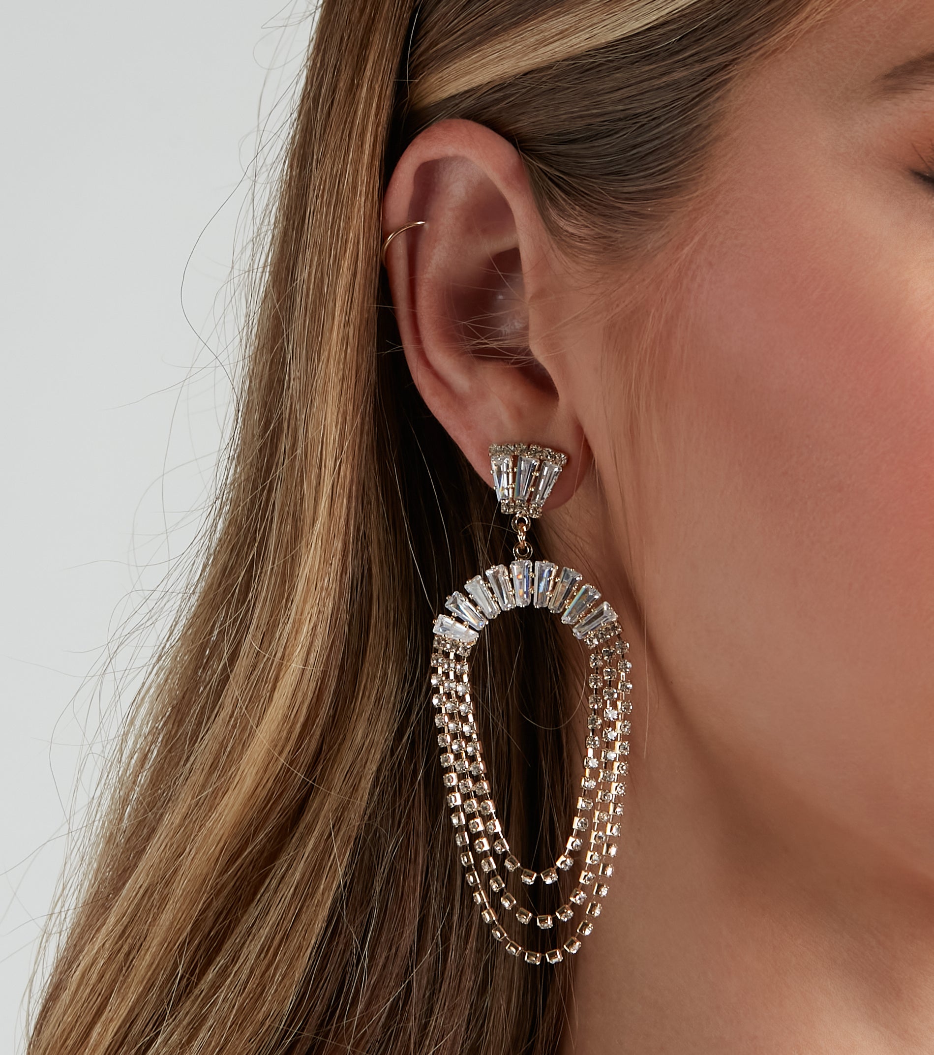Vintage Glam Rhinestone Fringe Earrings