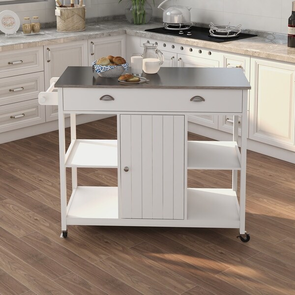 Stainless Steel Countertop Kicthen Cart with a Large Drawer - - 37158983