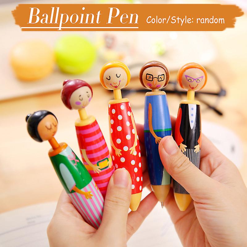 Creative Ballpoint Pen Retractable Press Pen Cartoon Figure Stationery School Supplies For Office(random Color)