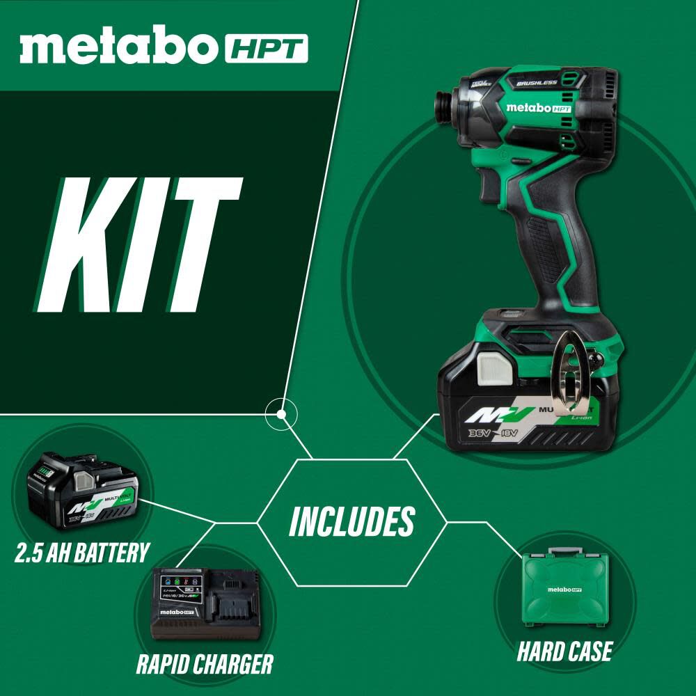 Metabo HPT 36V MultiVolt Triple Hammer BOLT Impact Driver Cordless Kit WH36DCM from Metabo HPT