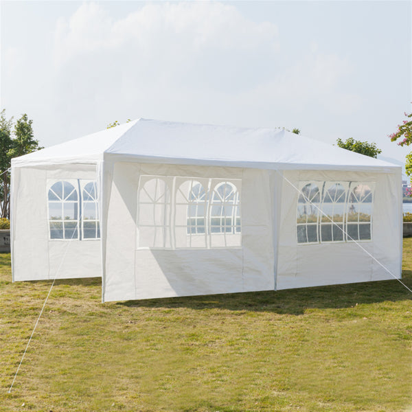 X XBEN Heavy Duty Canopy Event Tent-10'x20' Outdoor White Gazebo Party Wedding Tent, Sturdy Steel Frame Shelter w/4 Removable Sidewalls Waterproof Sun Snow