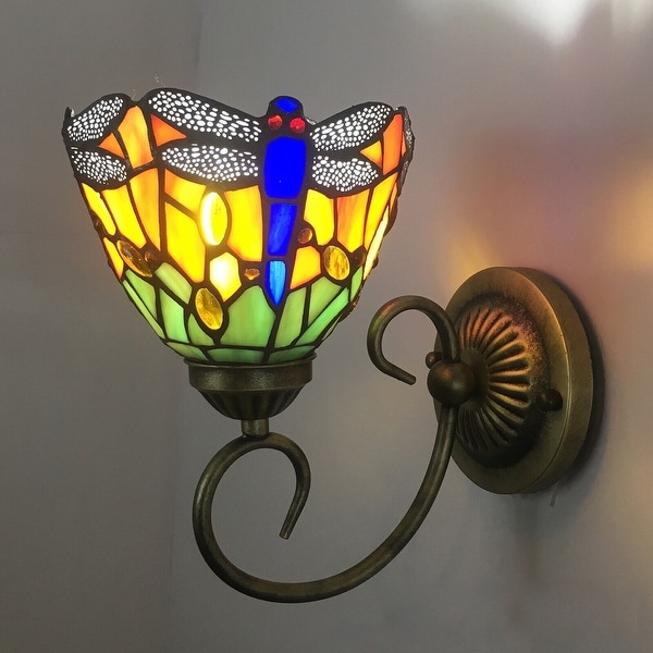  Style Wall Lamp Stained Glass Armed Wall Sconces