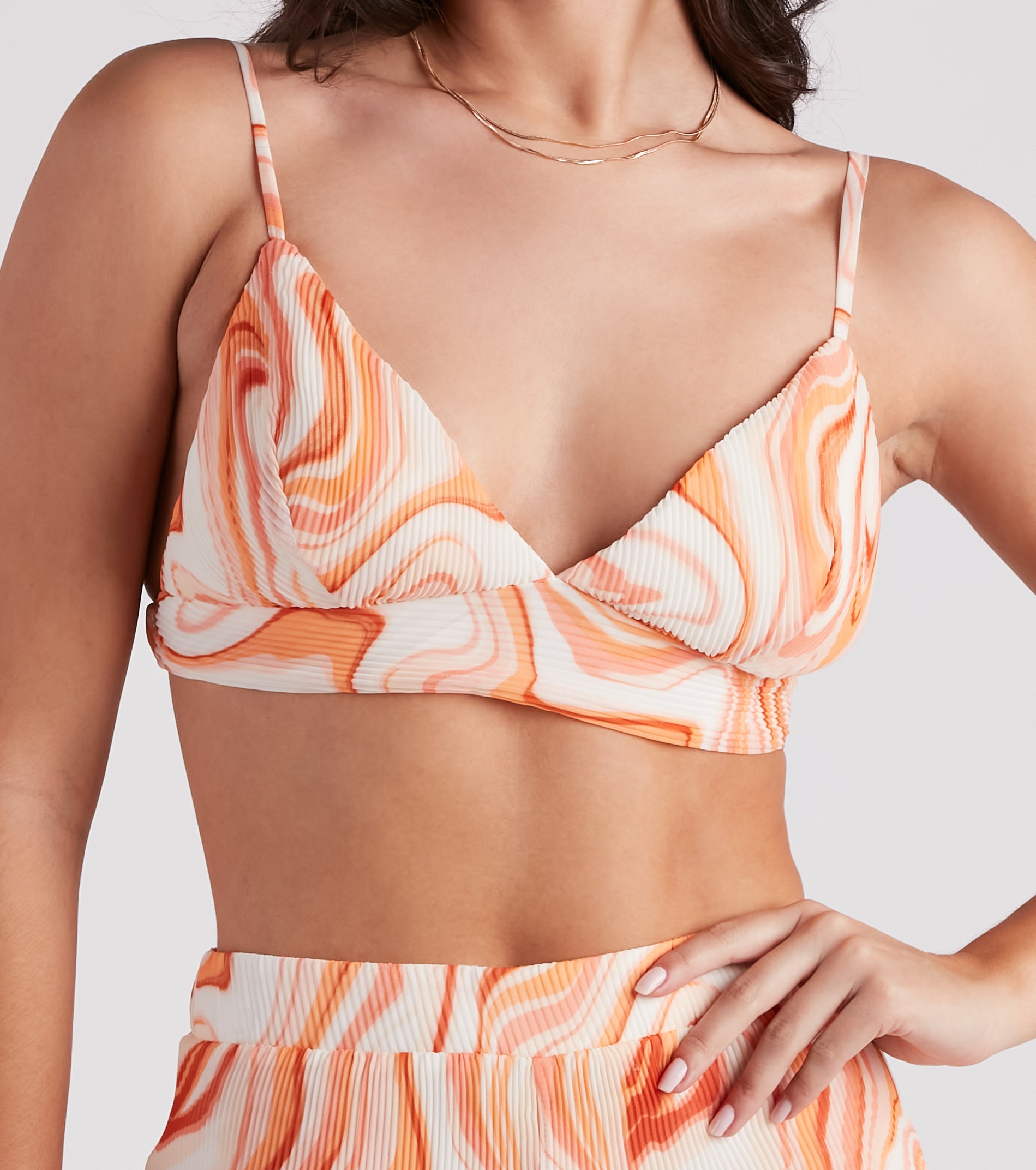 Spring Break Vibes Pleated Bra Top