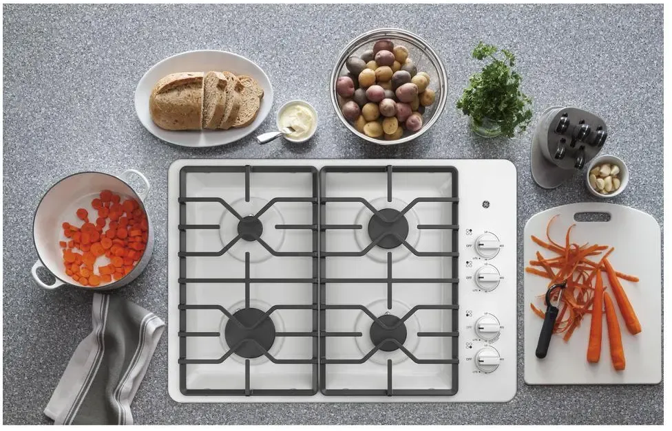 GE 30 Inch Gas Cooktop - White