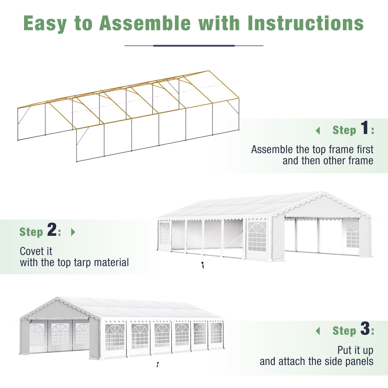 MF Studio 20'X40' Party Tent Outdoor Event Shelter Canopy with 12 Removable Sidewalls, White
