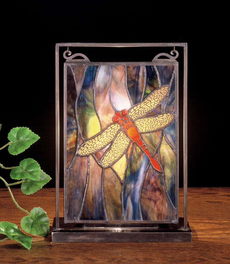 Dragonfly Lighted Mini Tabletop Window Panel