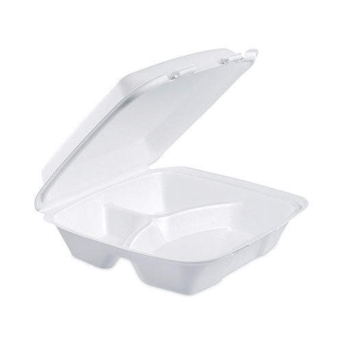 Dart Container Dart Large Foam Carryout | Food Container， 3-Compartment， White， 9-2