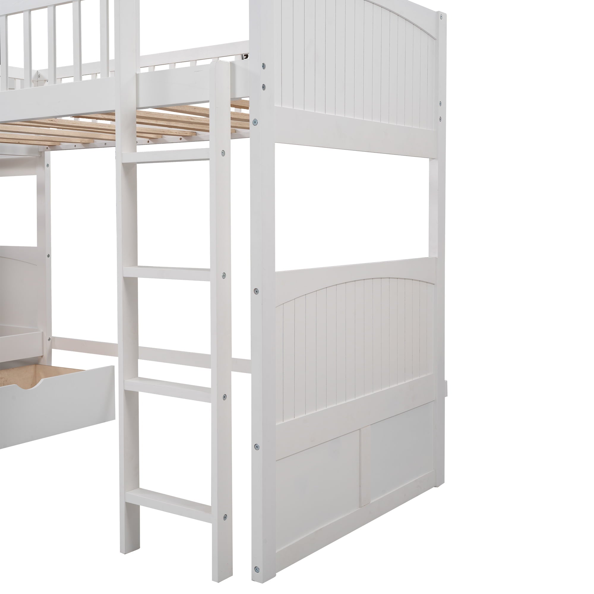 Euroco Wood Bunk Bed Storage, Twin-over-Twin-over-Twin for Children's Bedroom, White