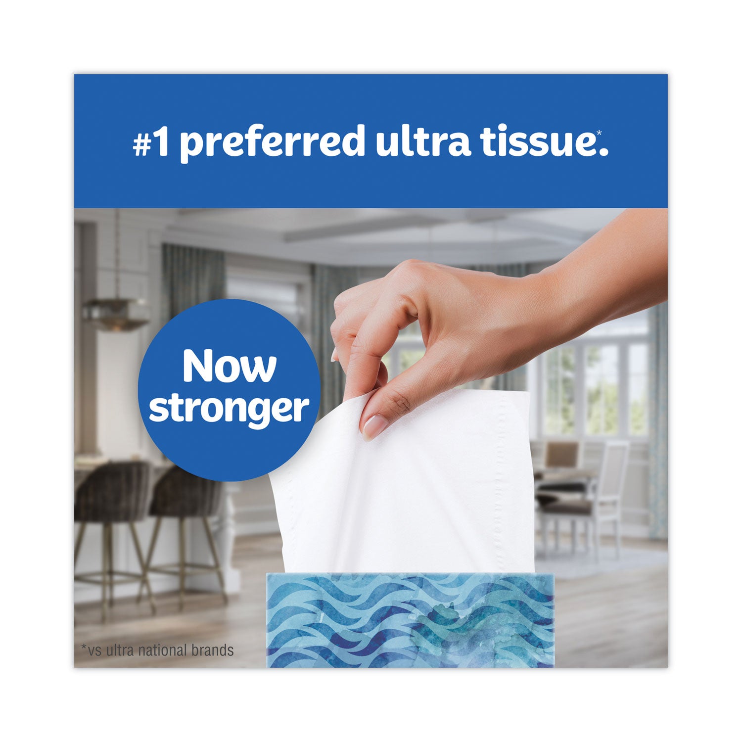 Ultra Soft Facial Tissue， 3-Ply， White， 60 Sheets