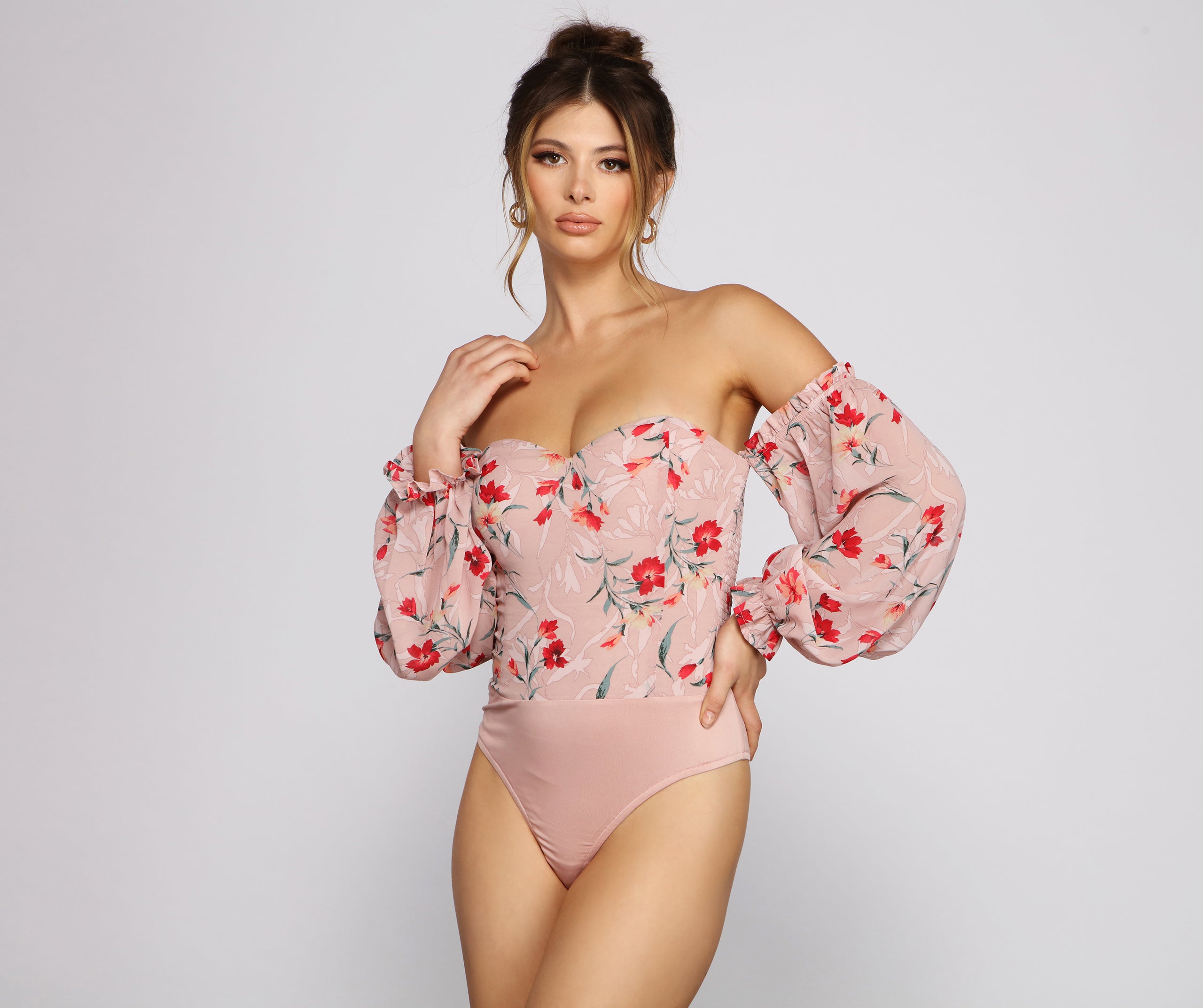 Sweet And Chic Floral Chiffon Bodysuit