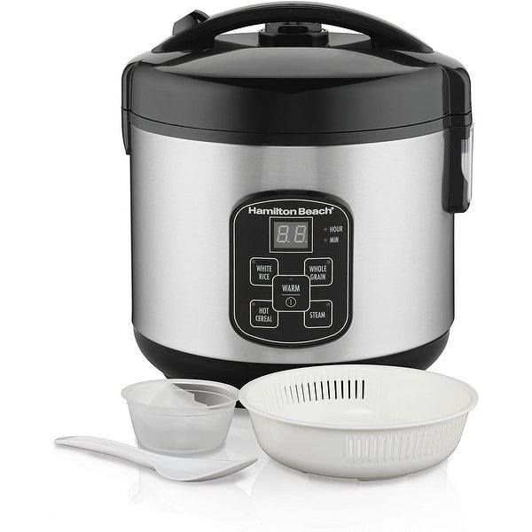 Hamilton Beach Rice Cooker and Food Steamer - 8 Cups Cooked (4 Uncooked) - Stainless Steel - - 37571291