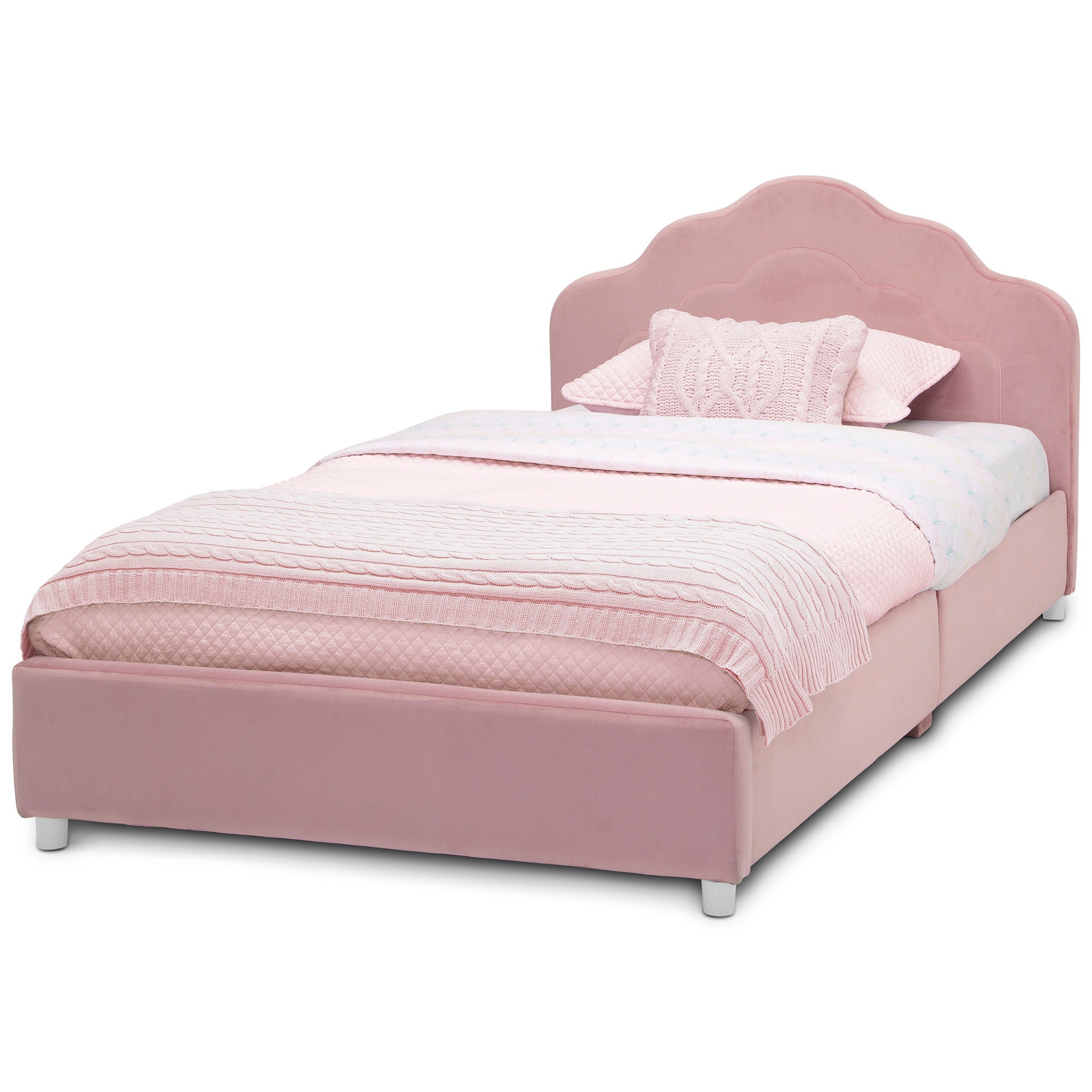 Delta Children Comfort Wood Upholstered Bed, Twin, Rose Pink