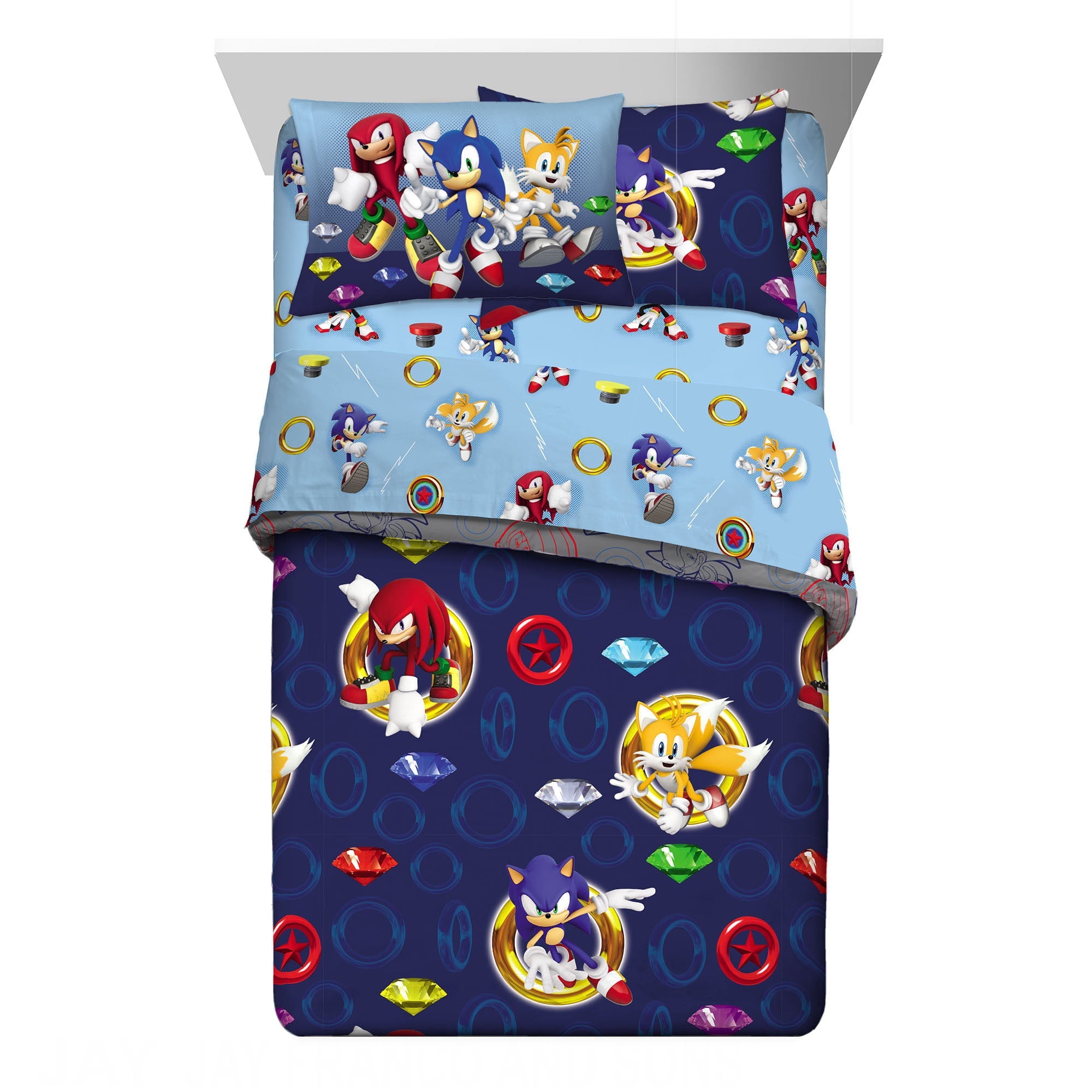 Sonic the Hedgehog Kids Full Bed in a Bag, Gaming Bedding, Comforter Sheets and Sham, Blue
