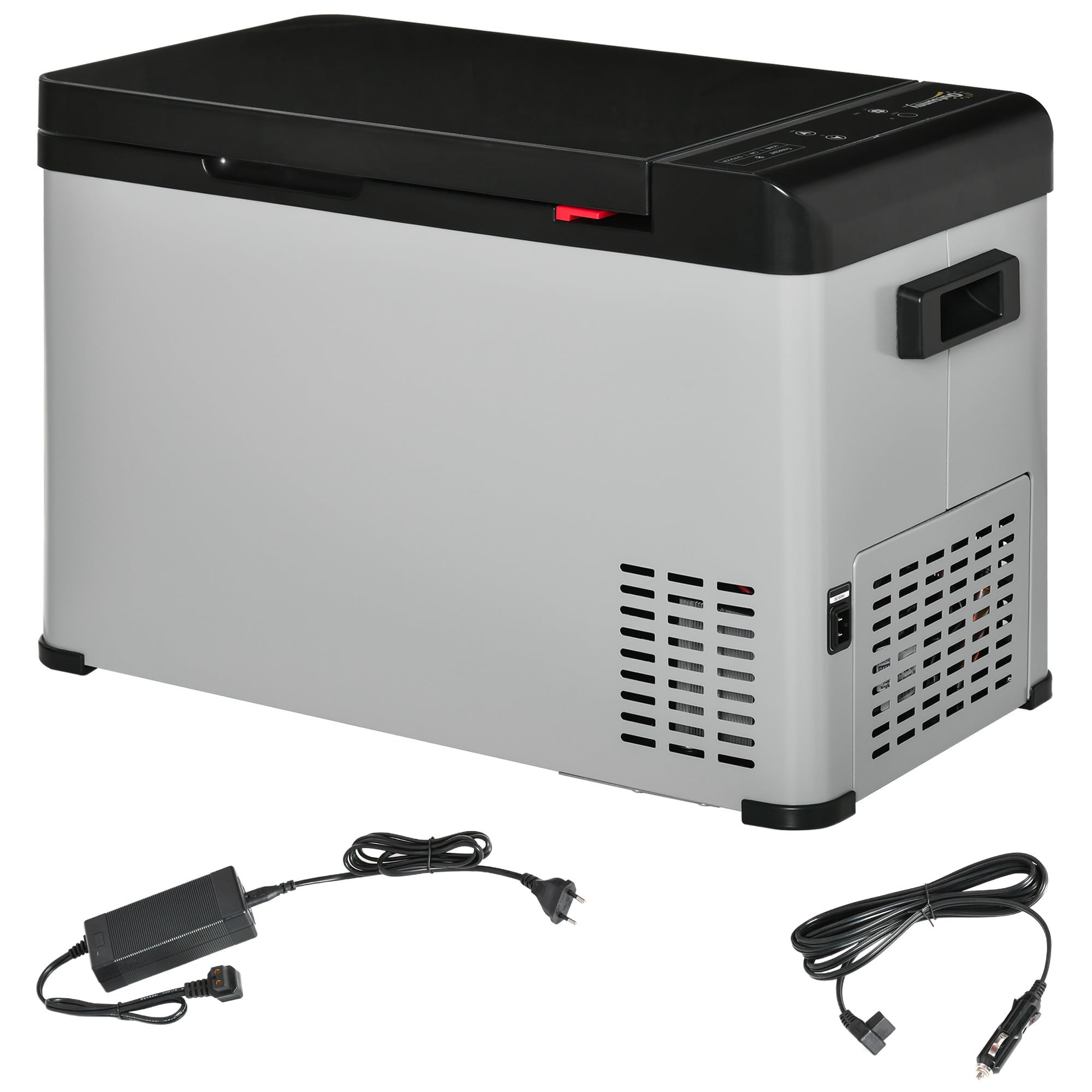 Outsunny 12 Volt Car Refrigerator, 29 Quart (27L) Portable Compressor Cooler, Fridge Freezer with 12/24V DC and 110-240V AC for Driving, Travel, Fishing, Outdoor