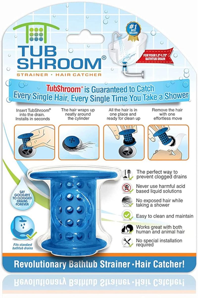 TubShroom Revolutionary Tub Drain Protector Hair Catcher/Strainer/Snare， Blue